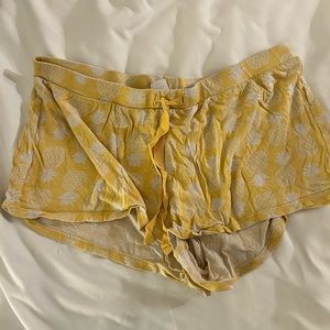 Yellow pineapple pajama shorts